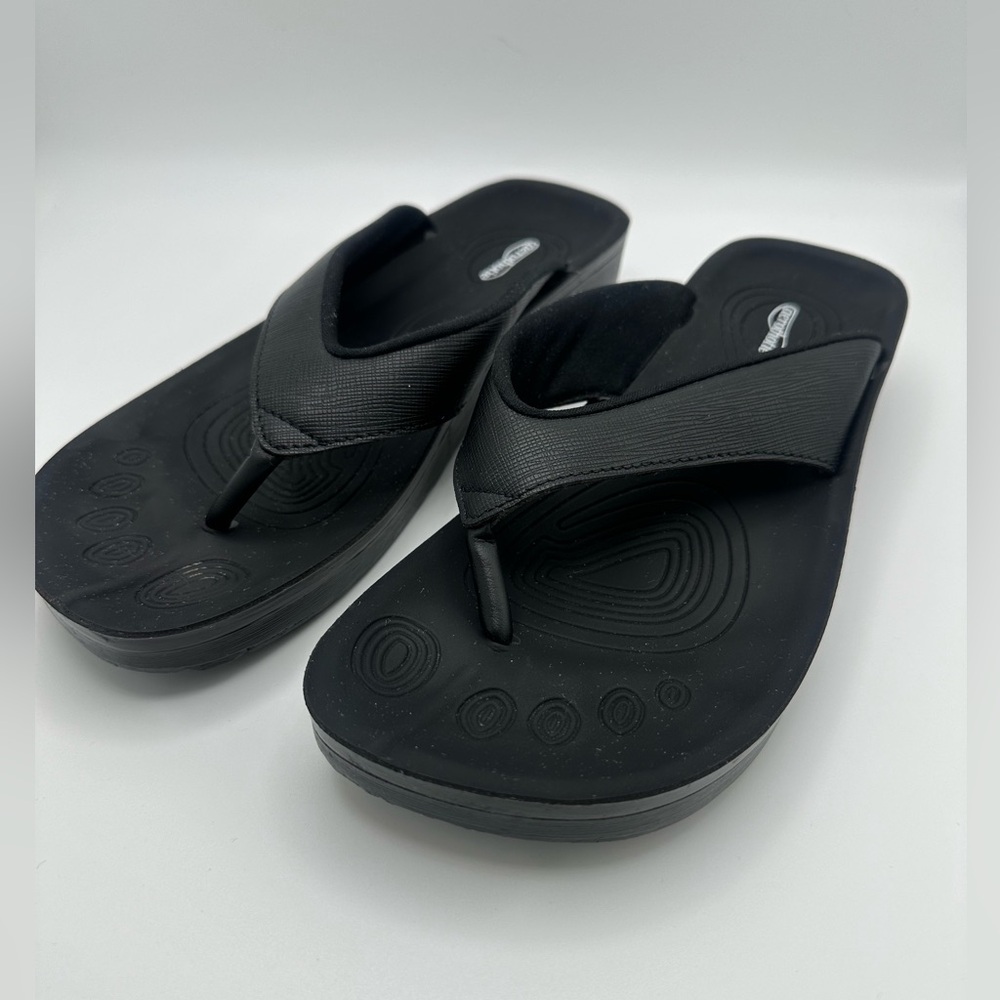 Aerothotic Arch Support Flip Flops Black Matt Gloss Size 39 EU / 9 US NEW